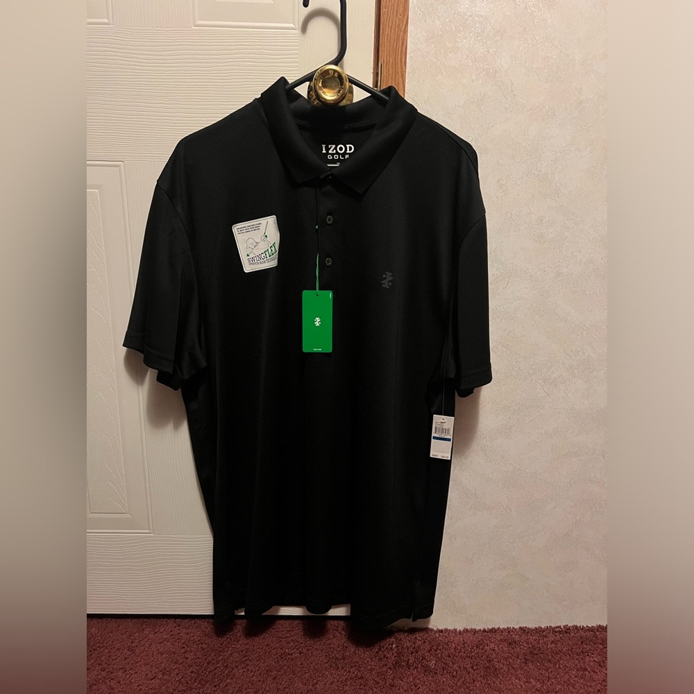 Izod Black Men's Polo Golf Shirt. Swing flex. Size XL